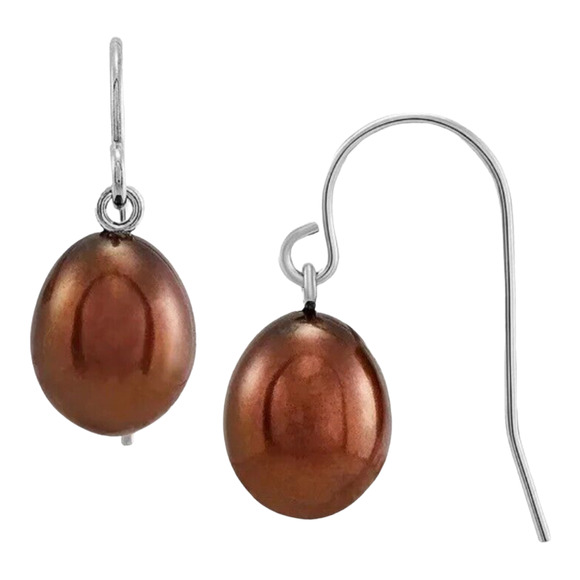 NEW Giani Bernini Cultured Freshwater Pearl EARRINGS Chocolate & Sterling Silver - Picture 2 of 6